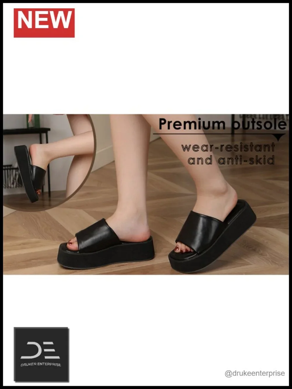 Chunky Platform Wedge Sandals - Slip On Summer Slides Lightweight Waterproof